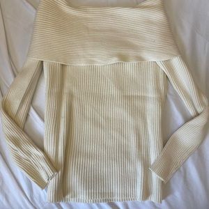 off shoulder cream sweater